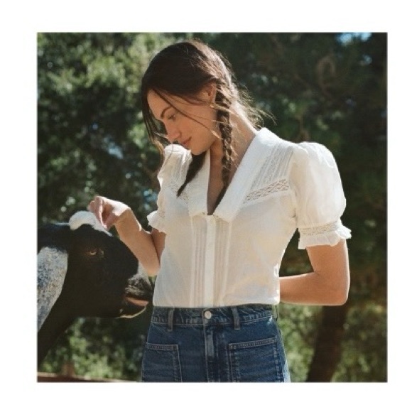 Reformation Tops - Reformation Hara White Button Front Blouse Shirt Top Size